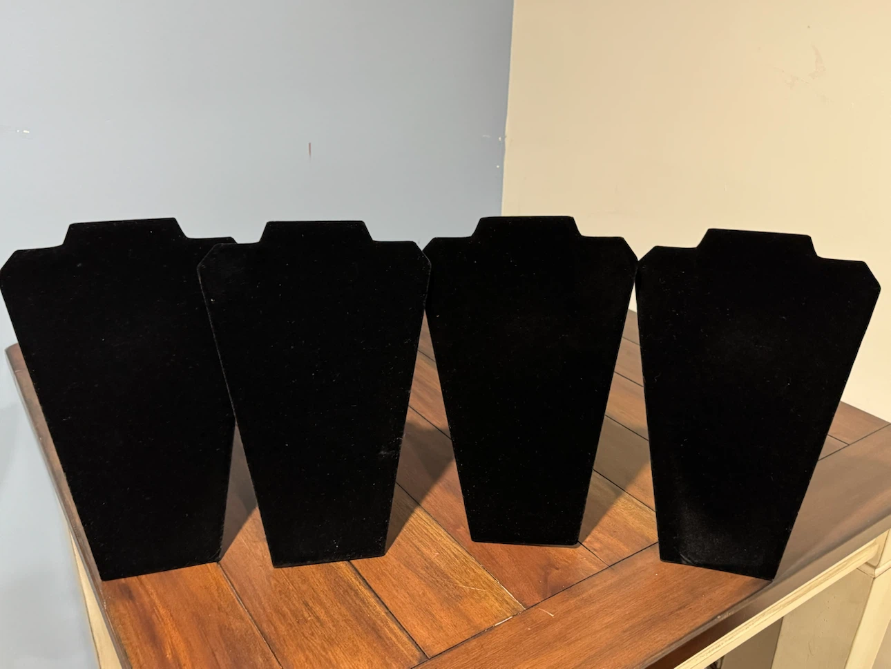 Set of 4 Black Velvet Necklace Display Stands