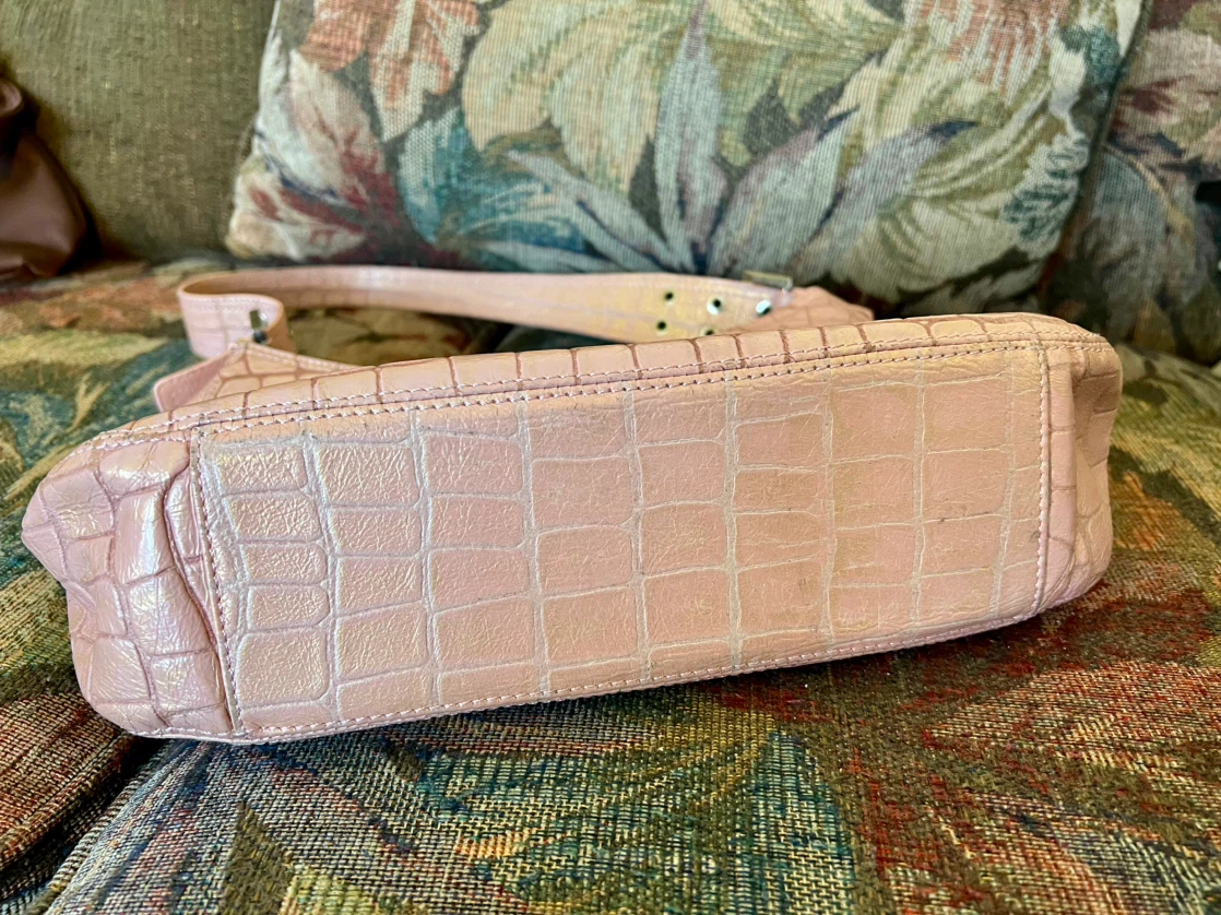Saint Jack London Pink Croc-Embossed Shoulder Bag - photo 3