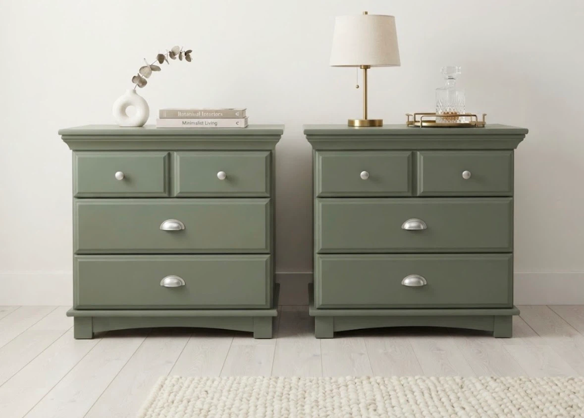 Set of Two Sage Green Bedside Tables