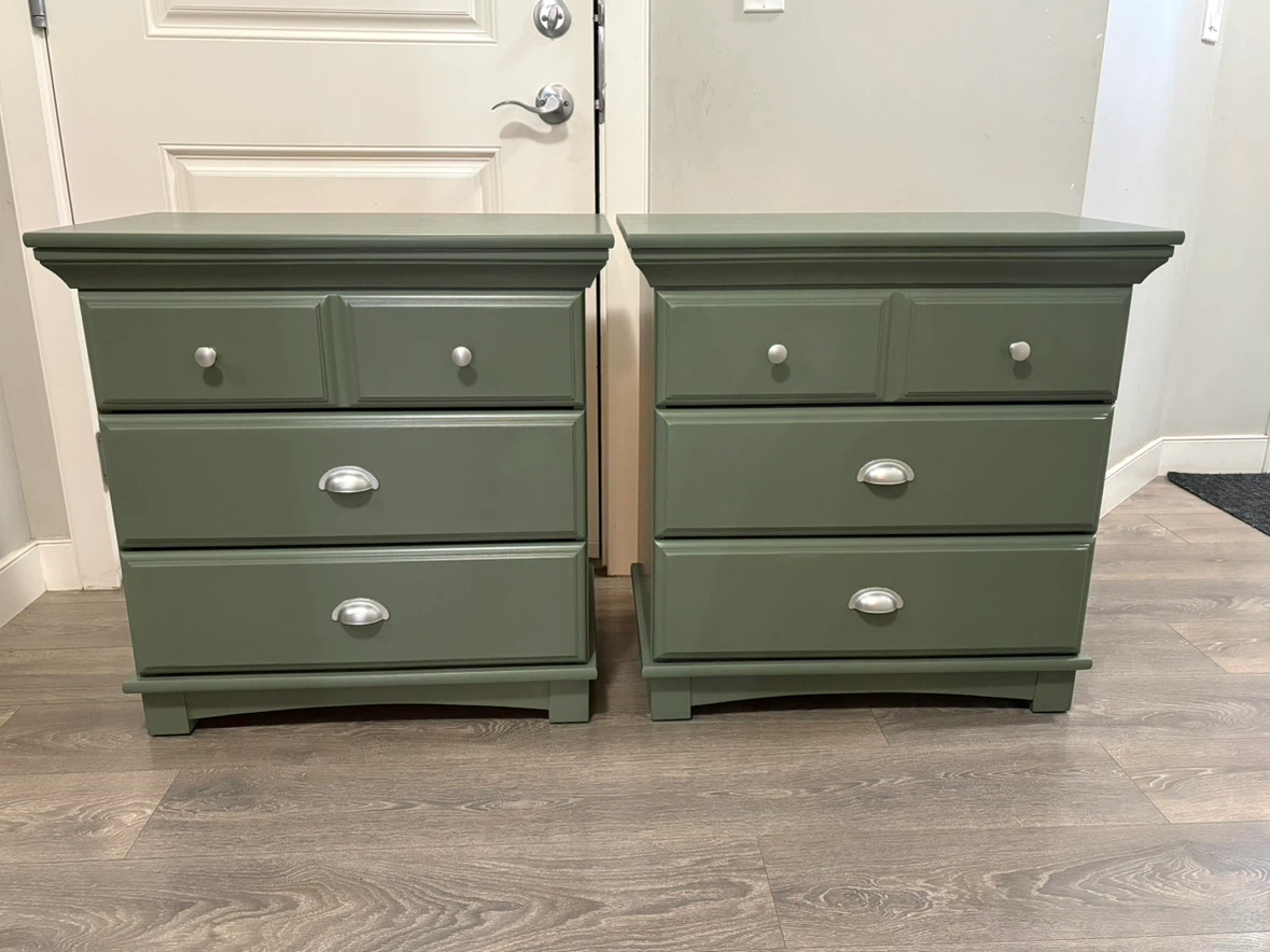 Set of Two Sage Green Bedside Tables - photo 2