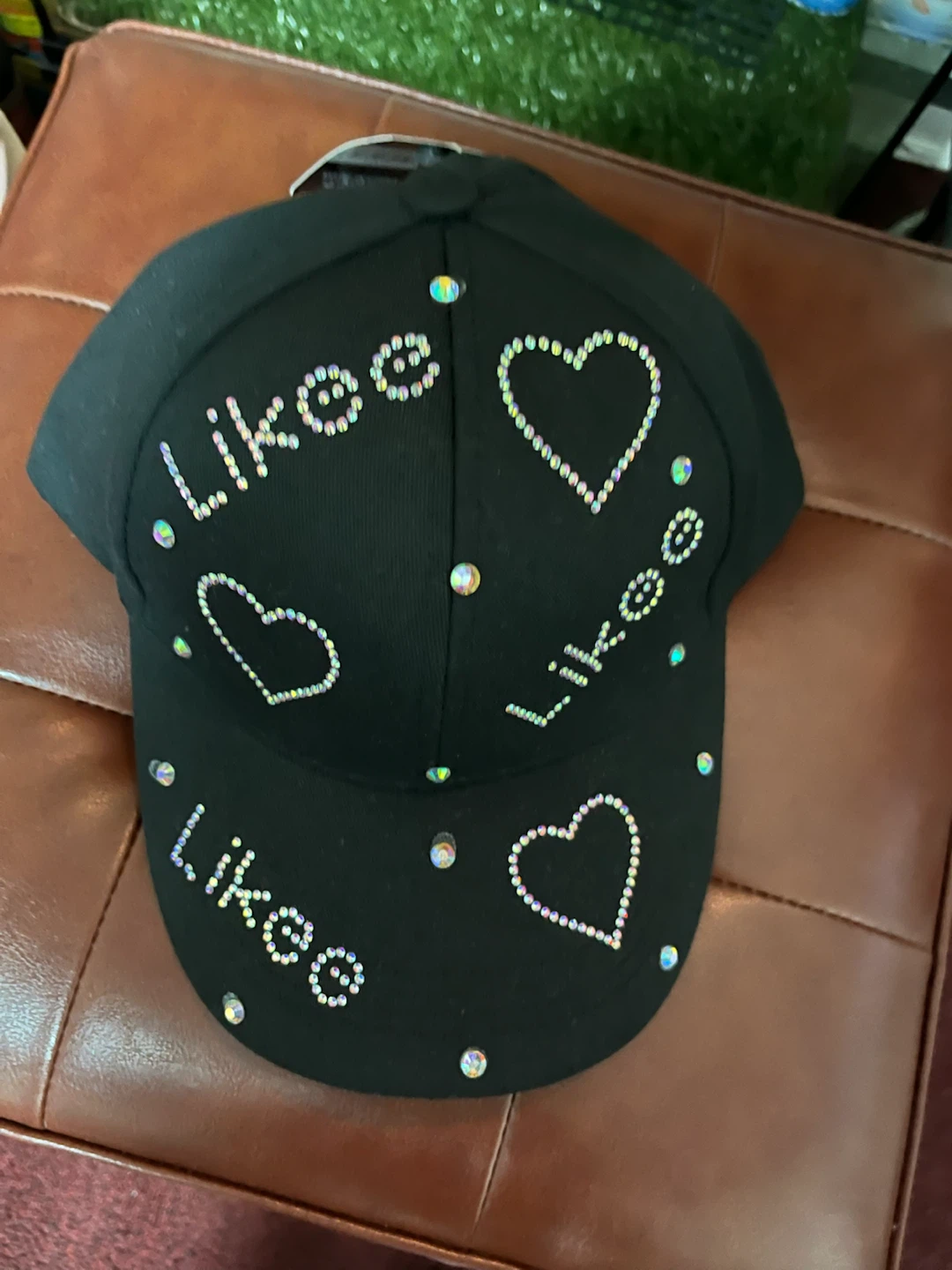 Black Rhinestone Baseball Cap