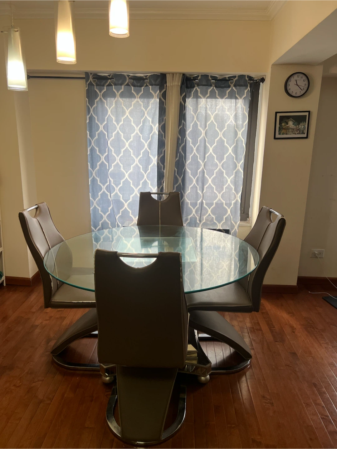 Round Glass Dining Table with 4 Chairs