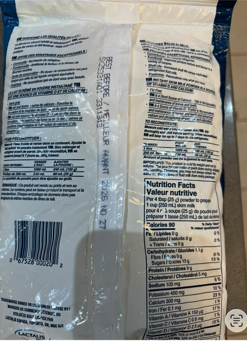 Vim Instant Skim Milk Powder 500g🏈 - photo 2