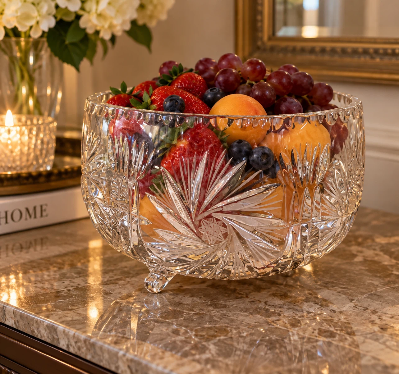 Vintage Cut Glass Fruit Bowl