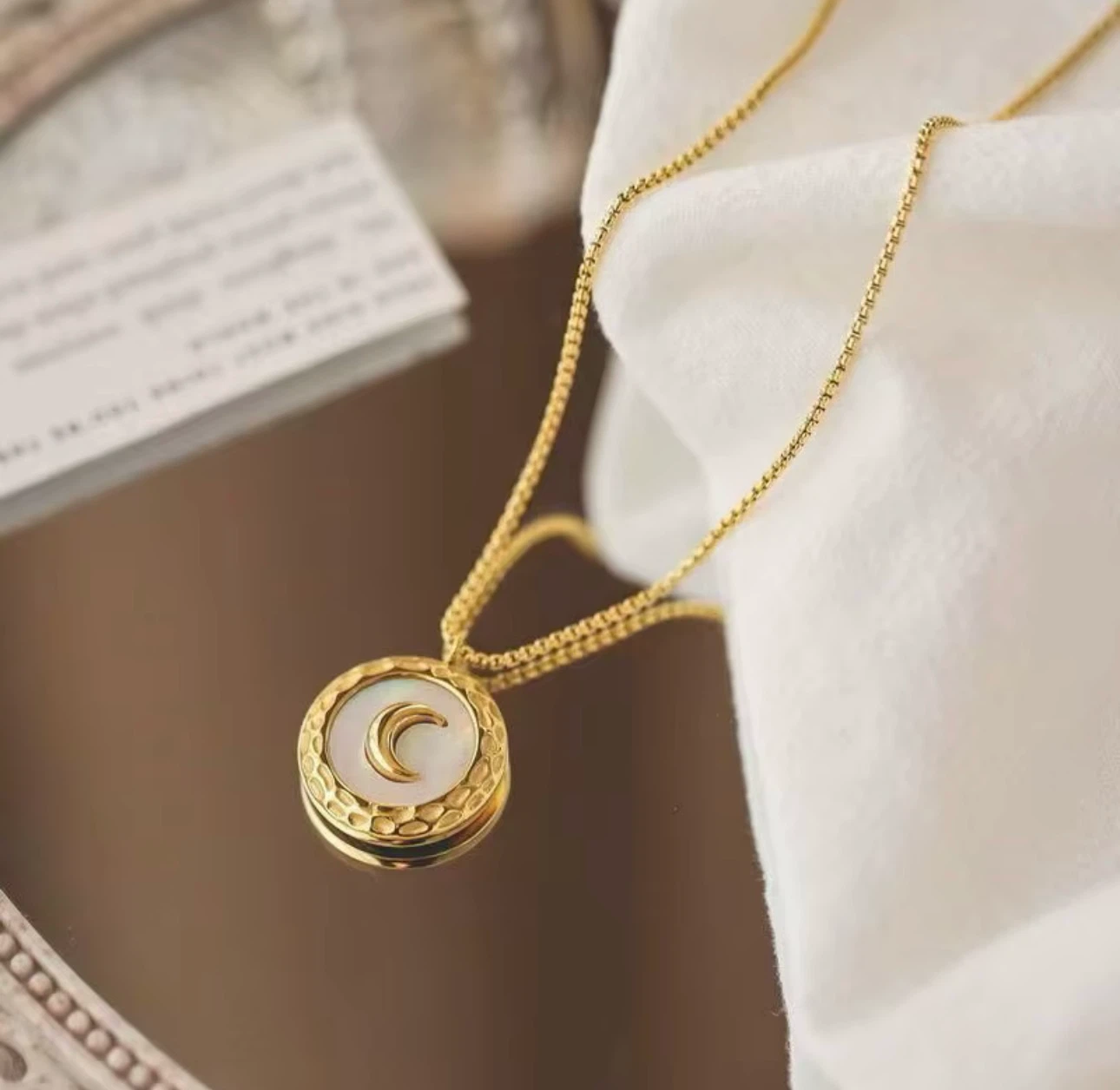 Gold Moon Pendant Necklace