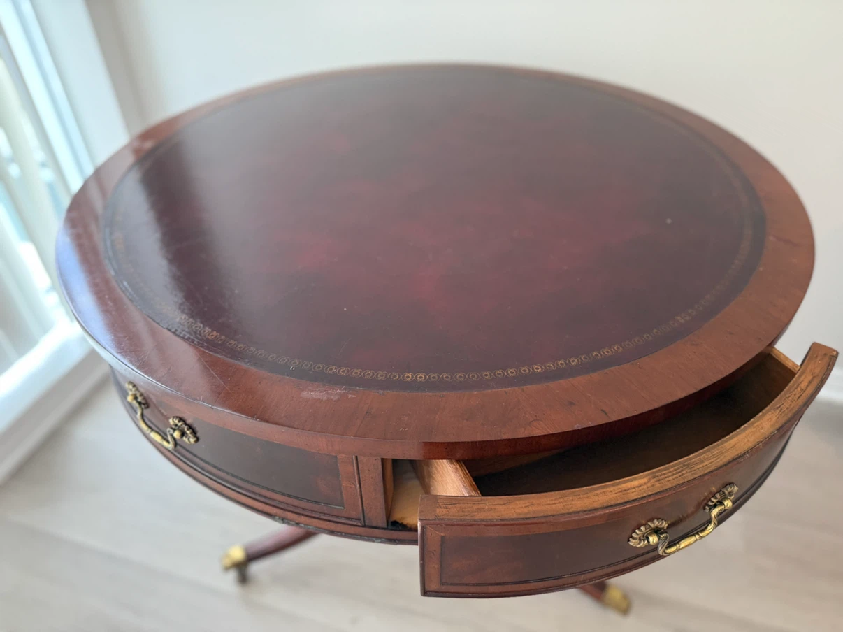 Vintage Round Pedestal Side Table
