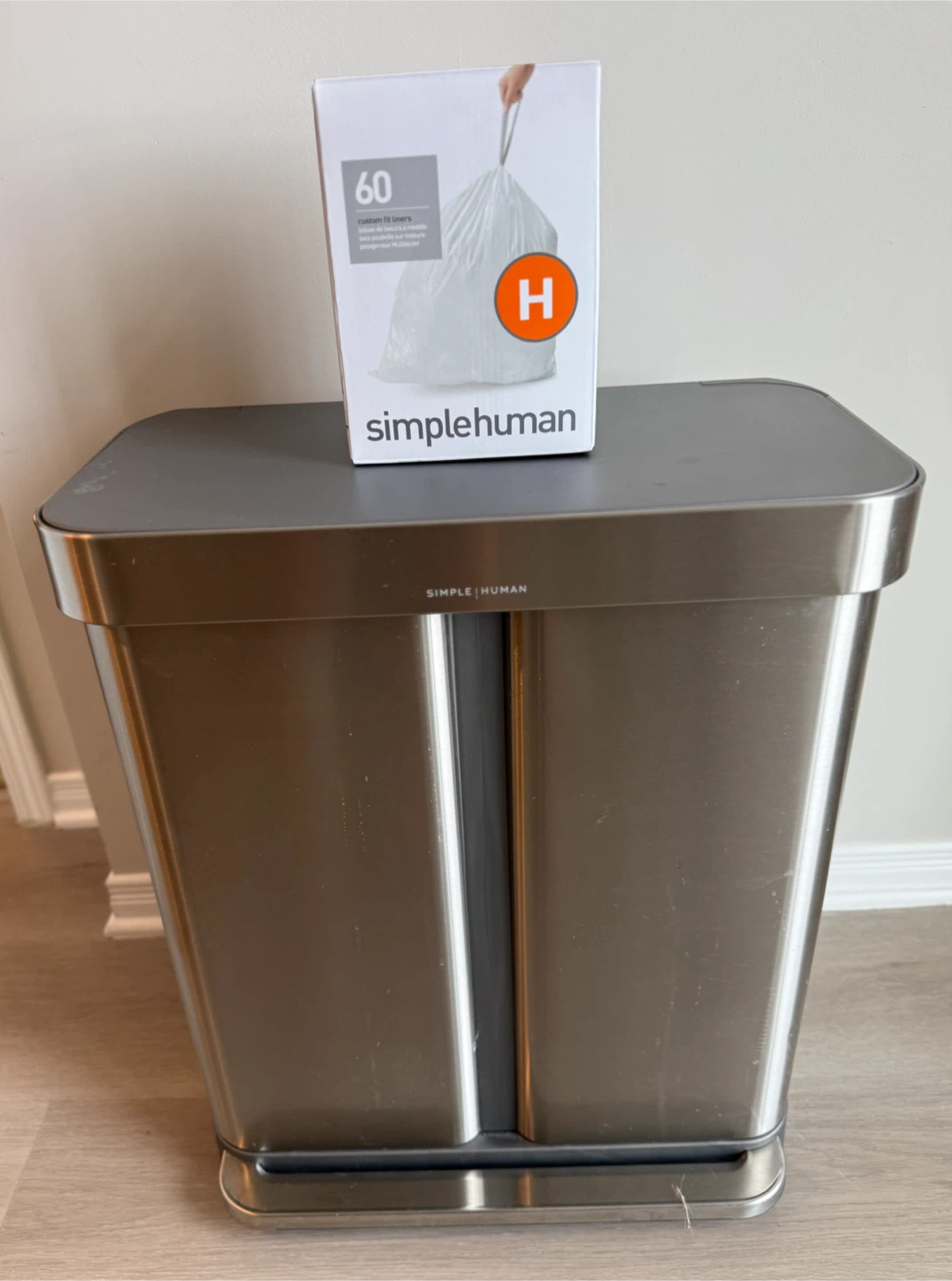 simplehuman Dual Compartment Recycling Bin with Size H Liners