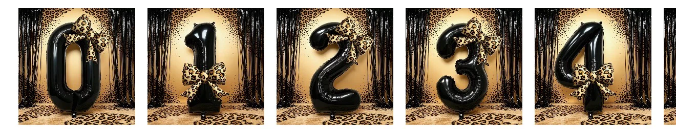 Leopard Print Bow Number Balloons