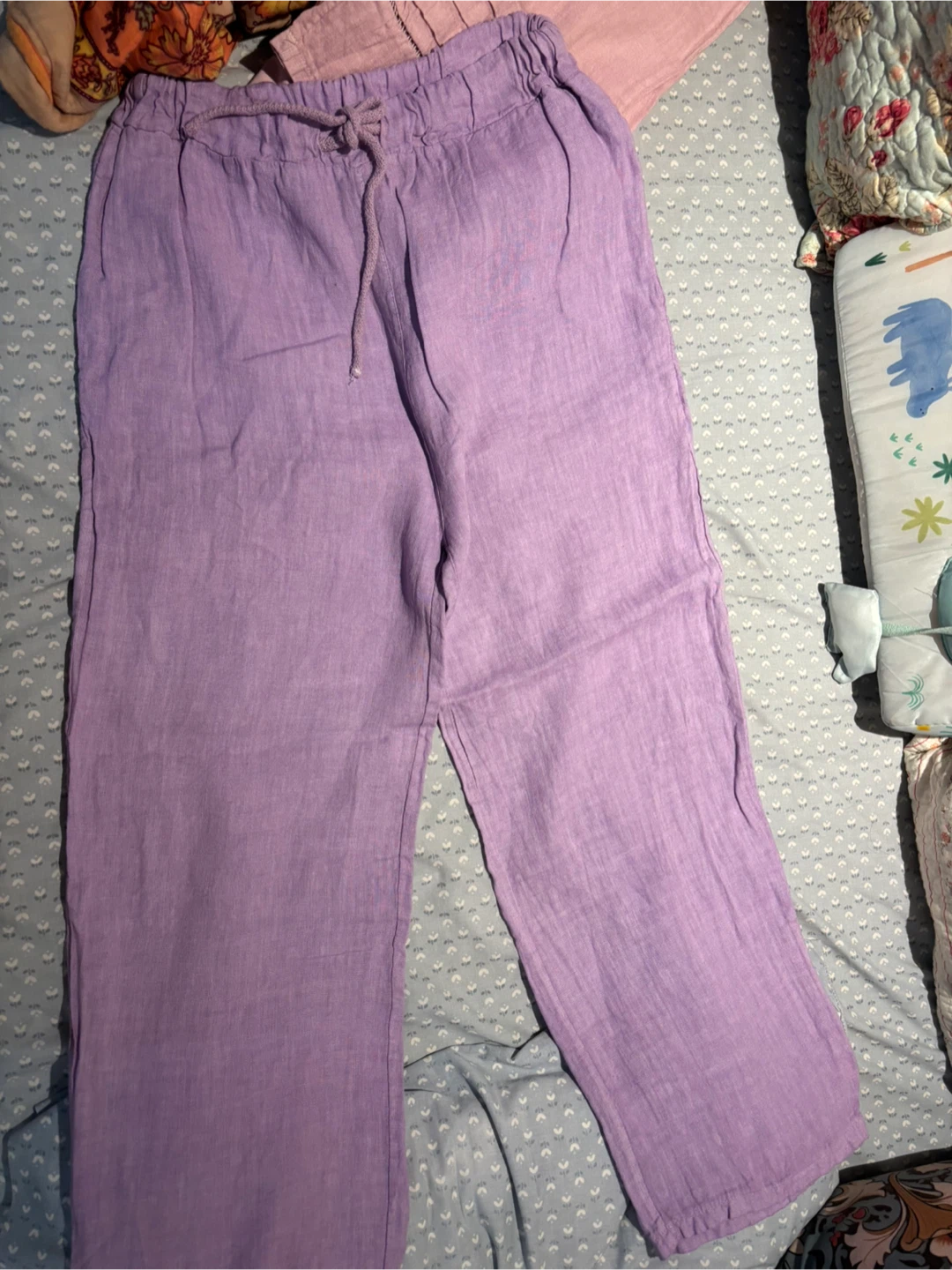 🏈Lavender linen-blend drawstring trousers