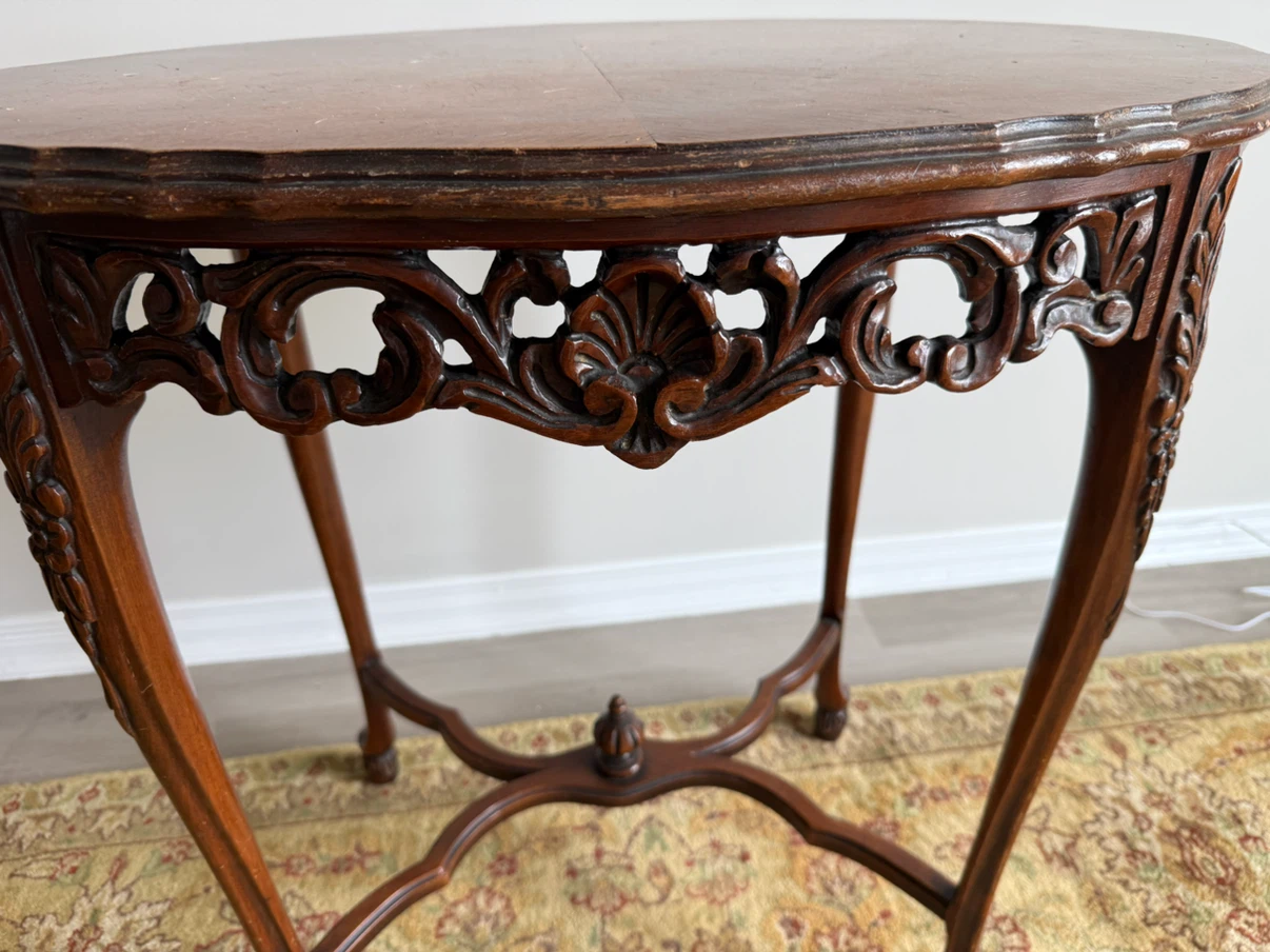 Vintage Ornate Wood Side Table