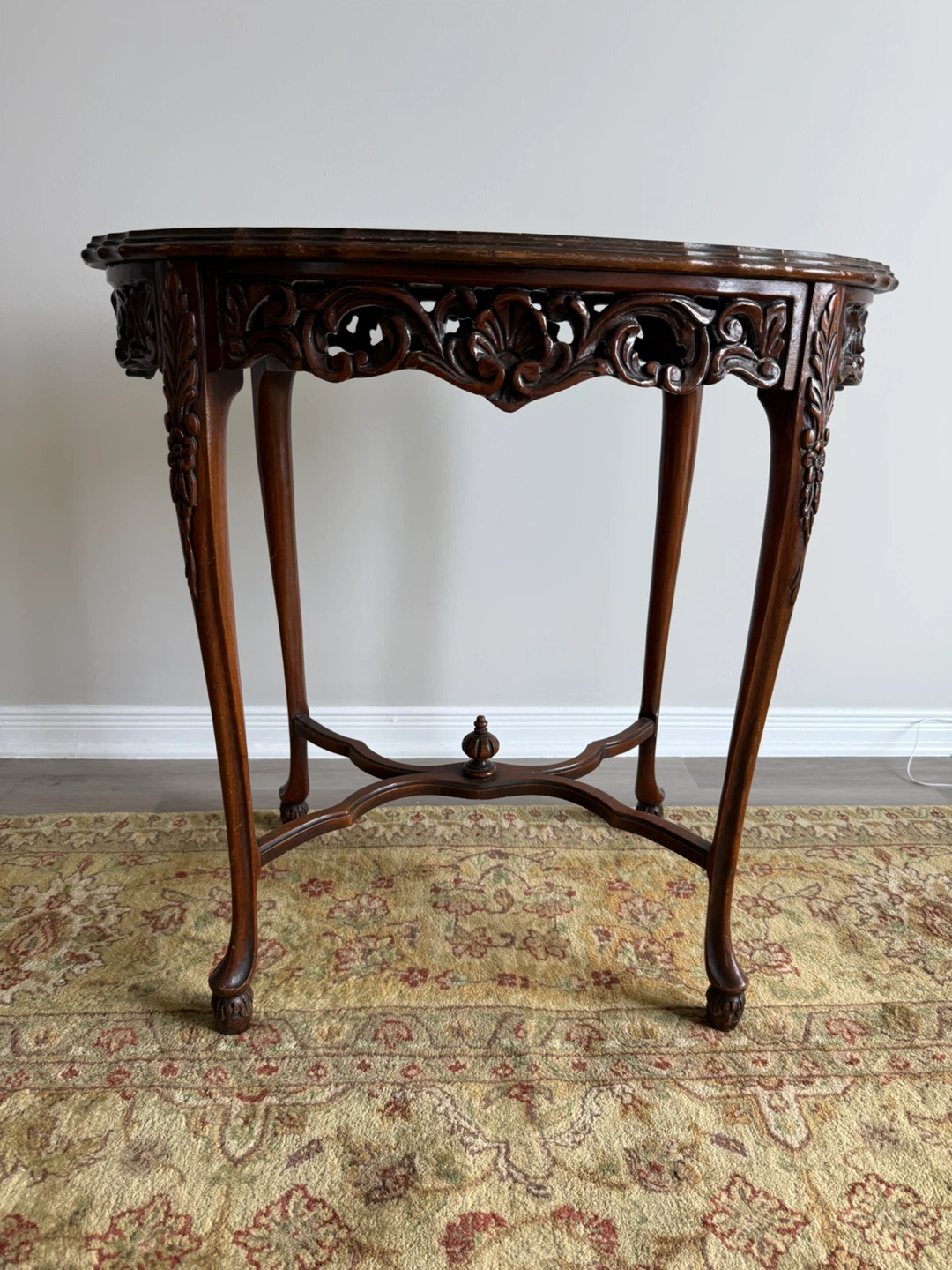 Vintage Ornate Wood Side Table - photo 2