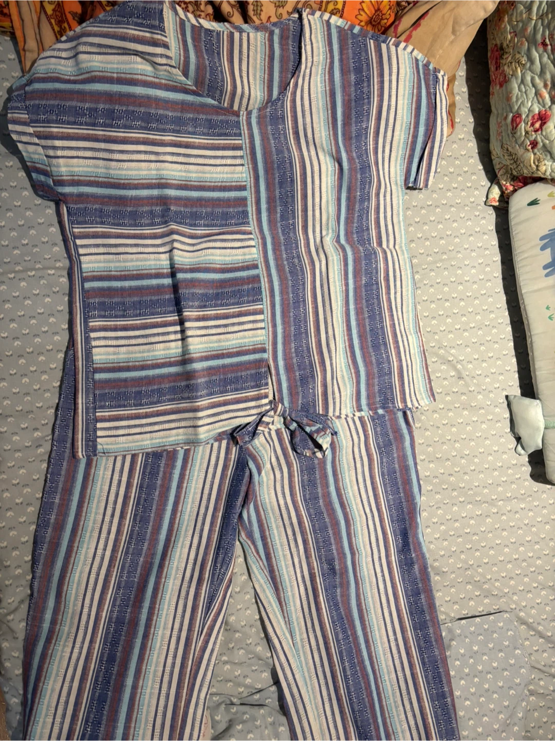 🏈Blue and White Striped cord Set