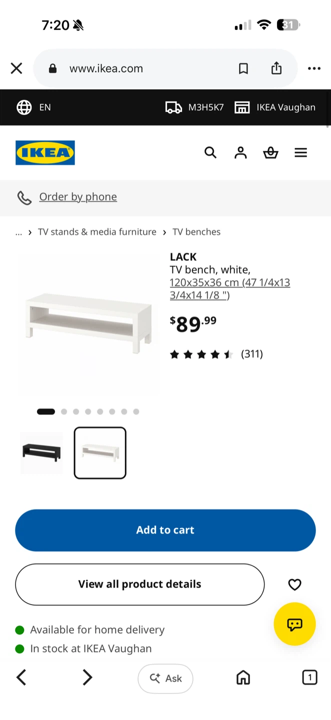 IKEA LACK TV Bench - White - photo 4