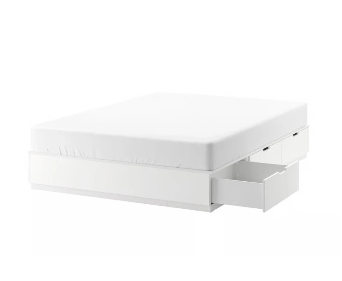 IKEA NORDLI Bed frame with storage, white, 160x200 cm (Queen)