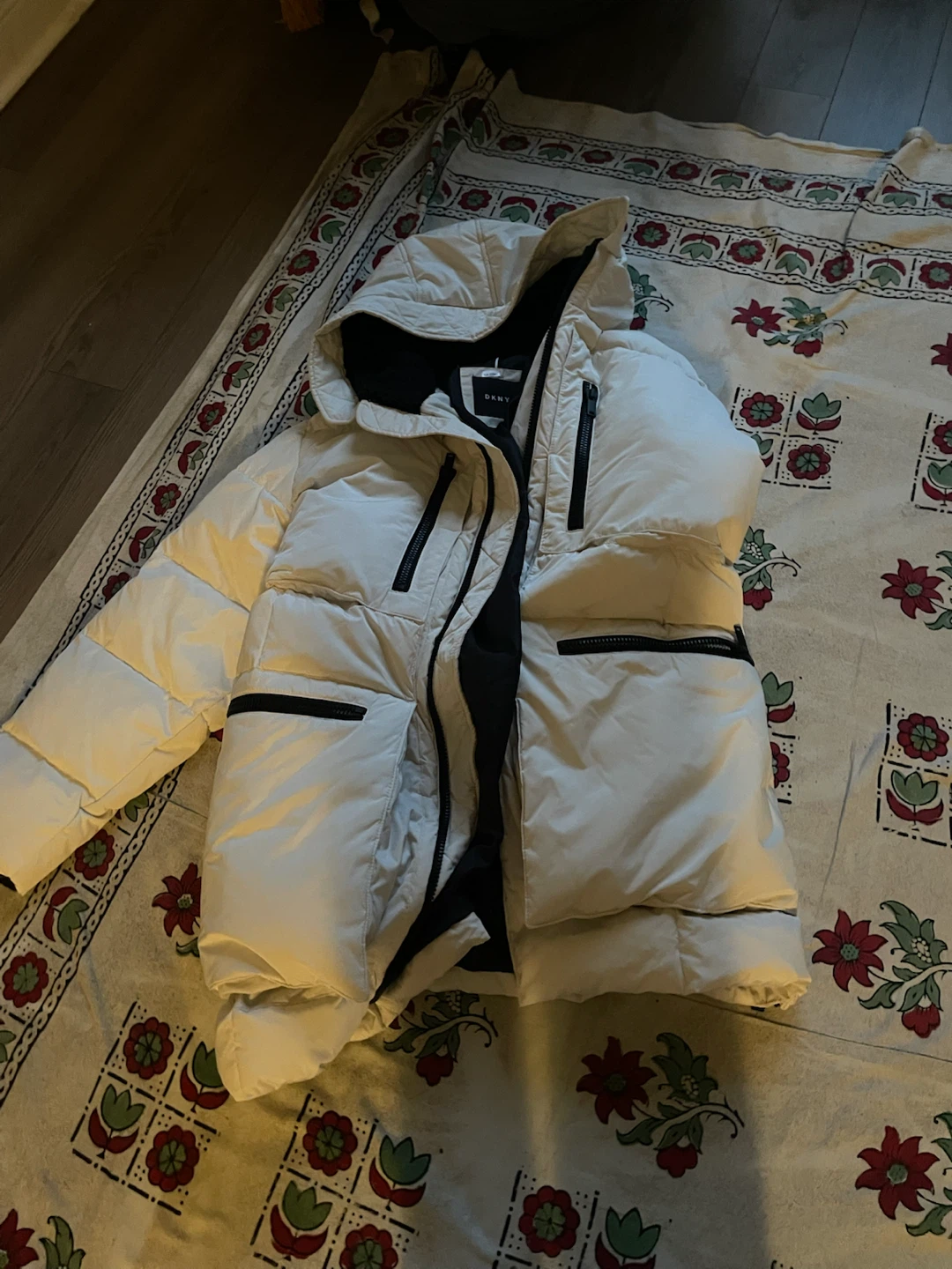 DKNY White Puffer Jacket