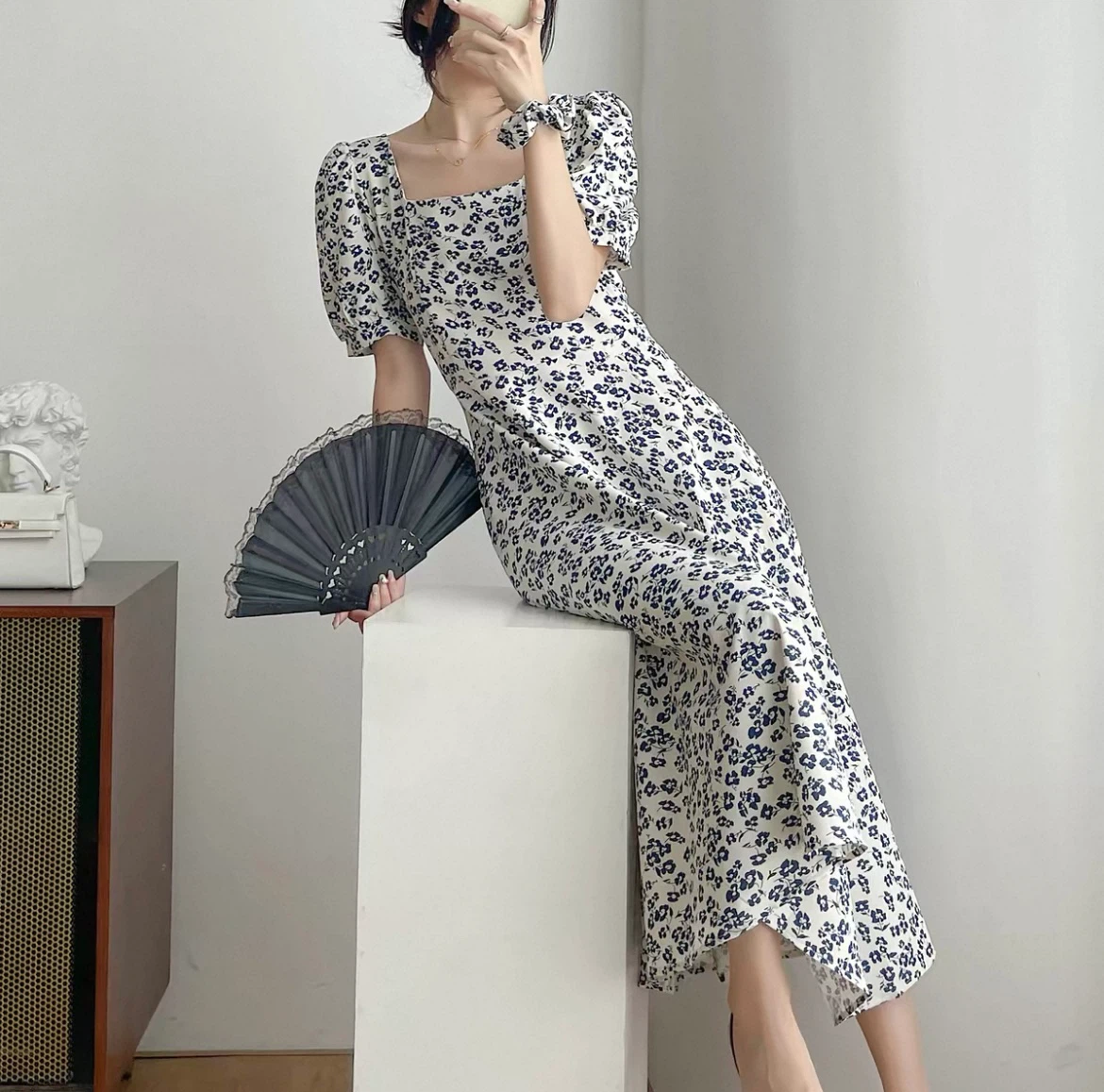 Floral Print Puff Sleeve Midi Dress - photo 3