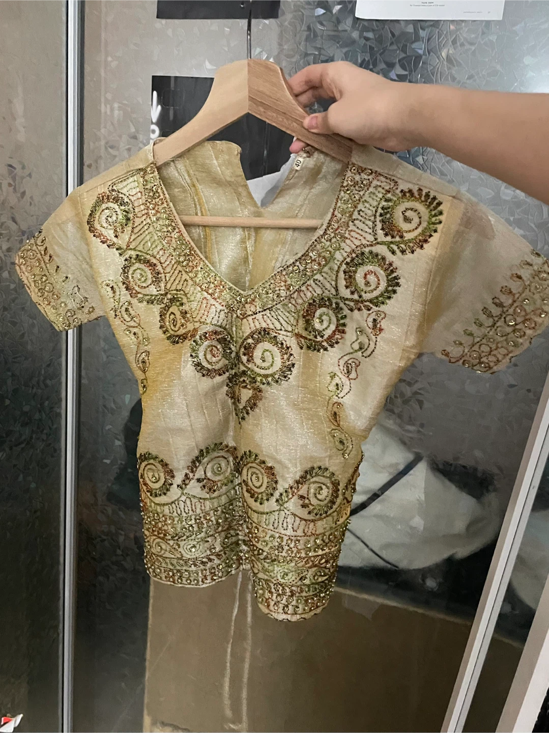 Corset Back Beaded Blouse