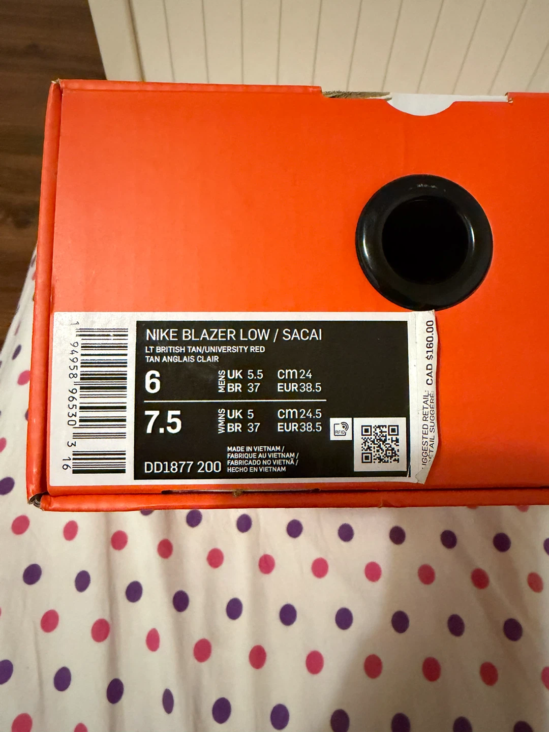 WTS Nike x Sacai Blazer Low 6M - photo 5
