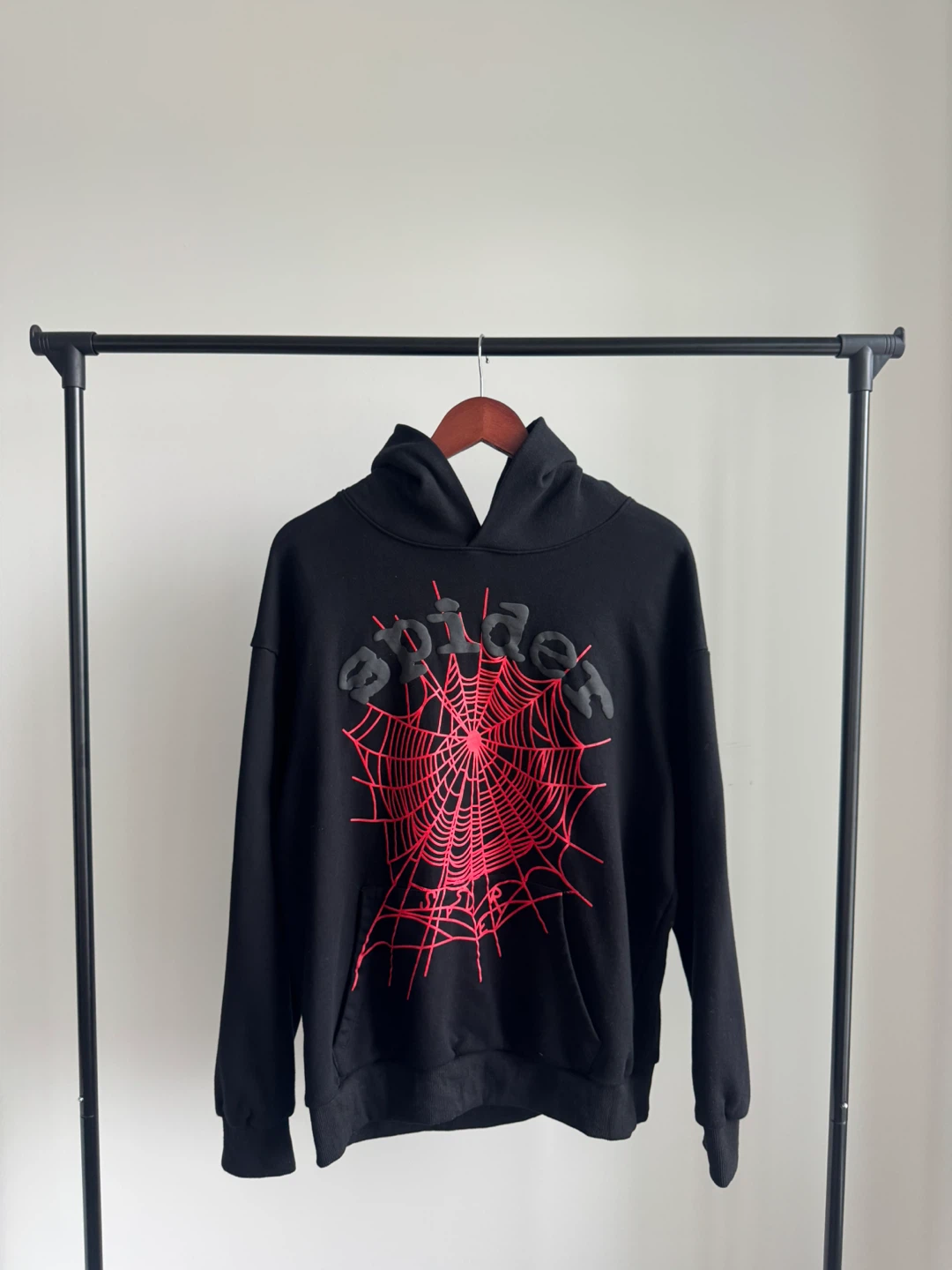 Sp5der Hoodie M Black Red Web Worldwide Puff Print - photo 2