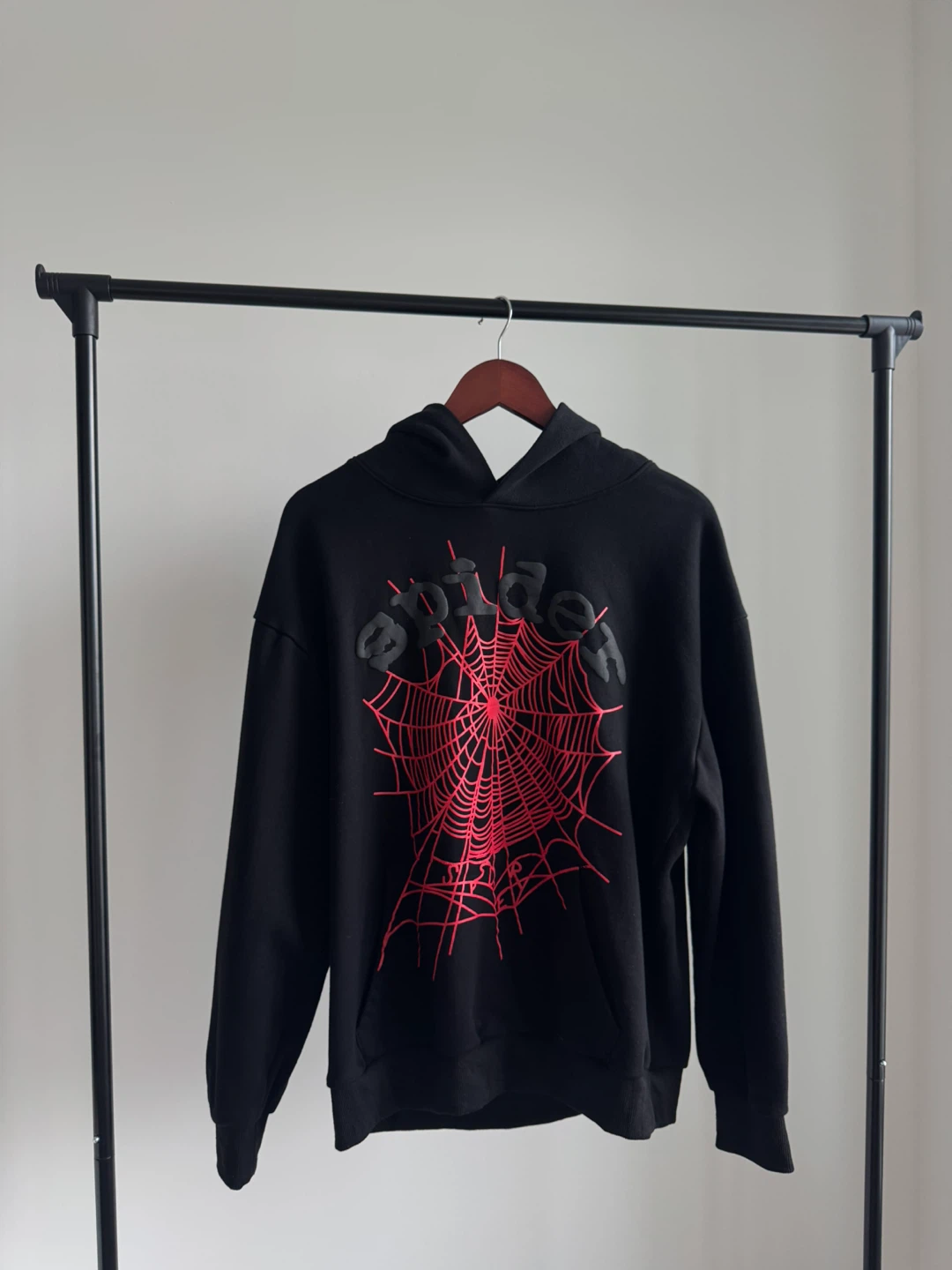 Sp5der Hoodie M Black Red Web Worldwide Puff Print - photo 5