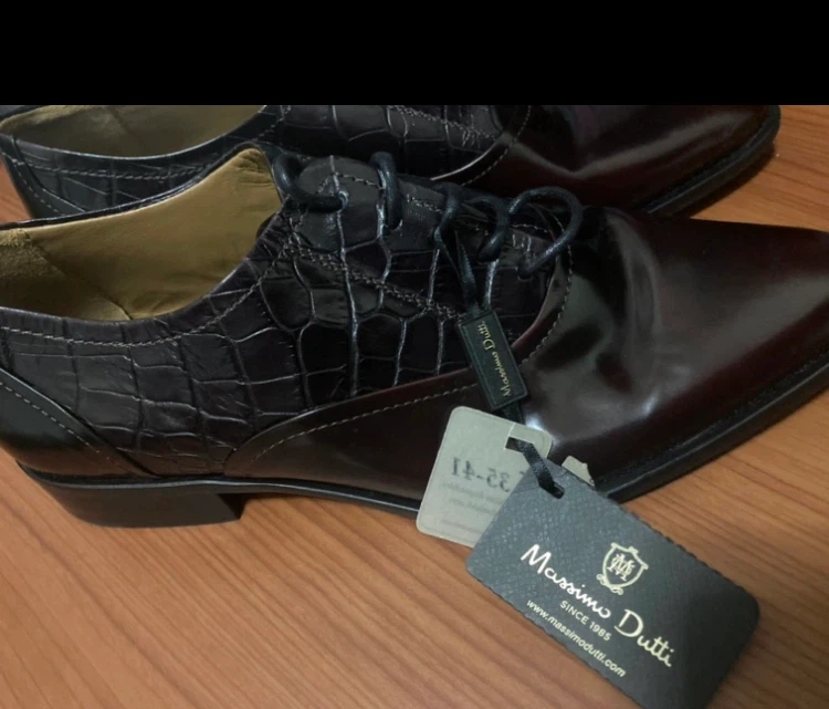 Massimo Dutti Brown Leather Dress Shoes🏈