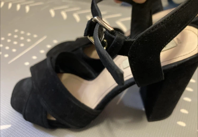 Massimo Dutti Black Suede Block Heels🏈 - photo 2