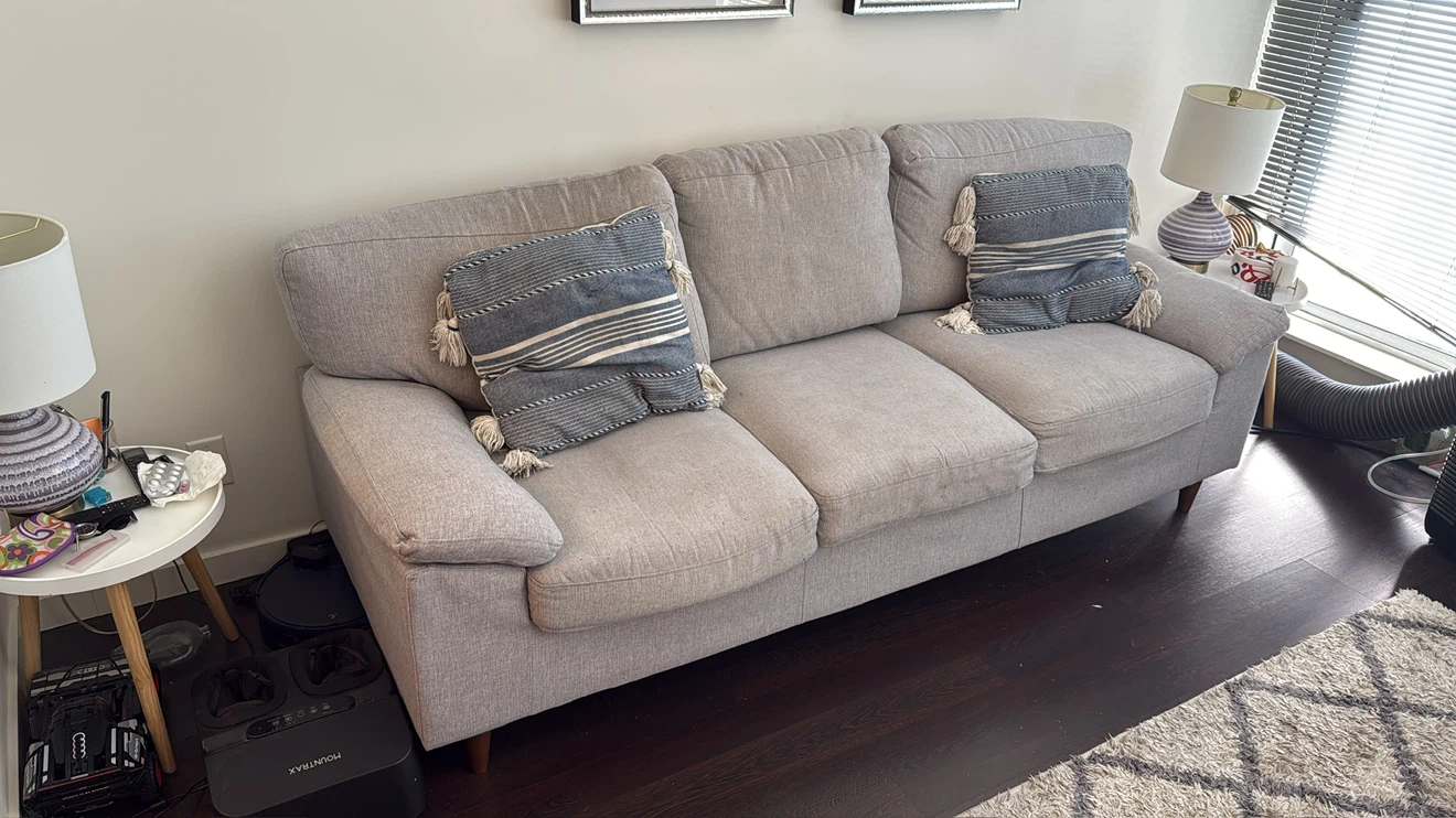Light Gray Three-Seater Sofa