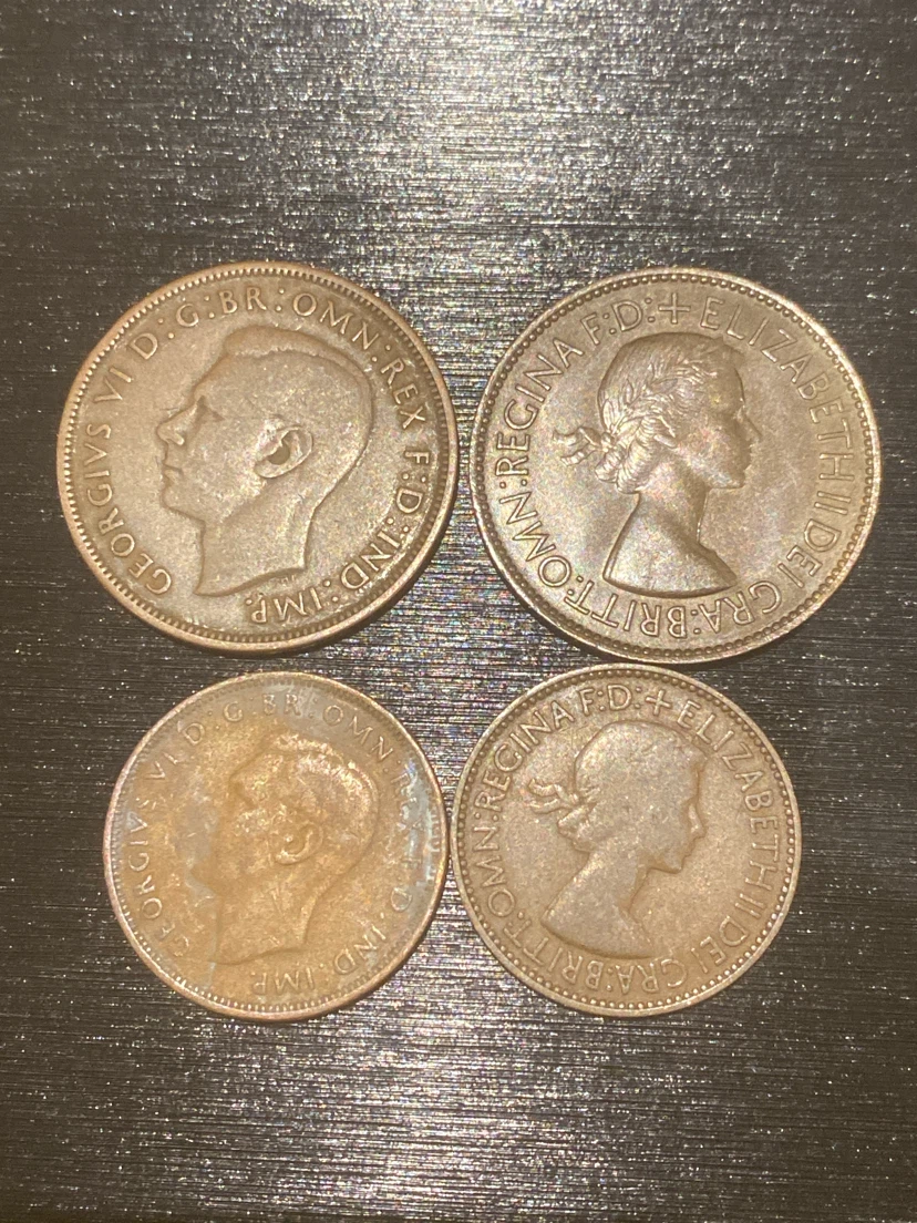 Vintage British Penny and Half Penny Coin Collection