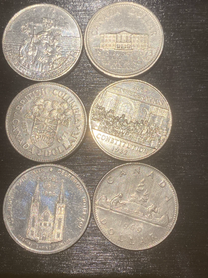Collection of 6 Vintage Canadian Commemorative Dollars