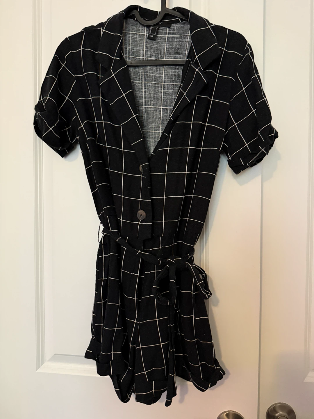 Forever 21 Black and White Grid Romper