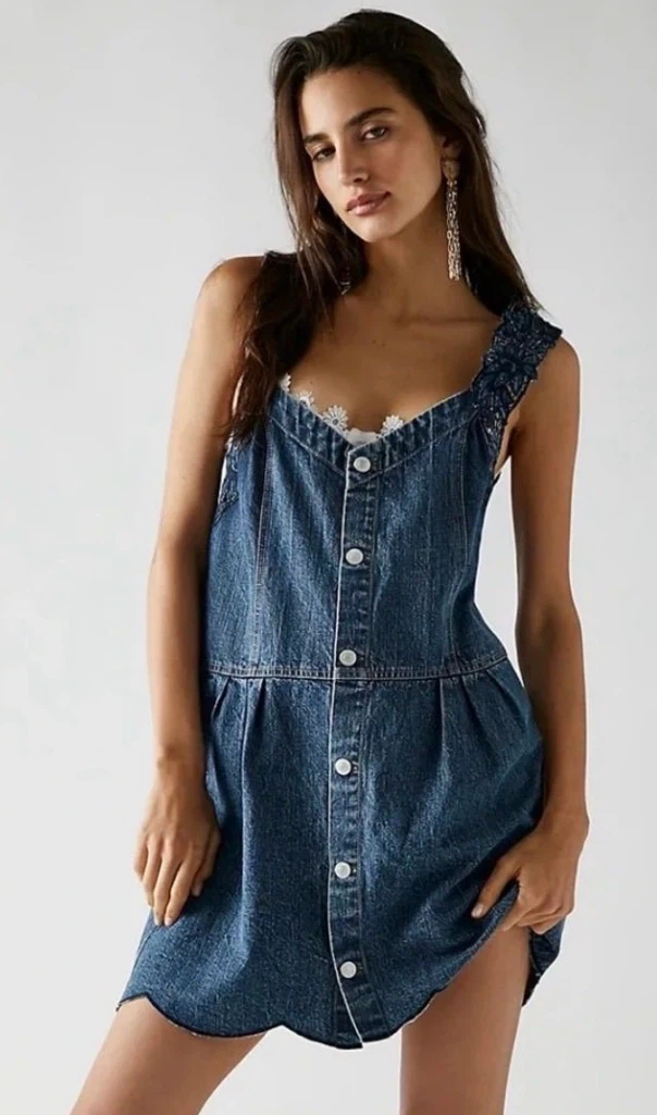 We The Free Denim Lace Dress