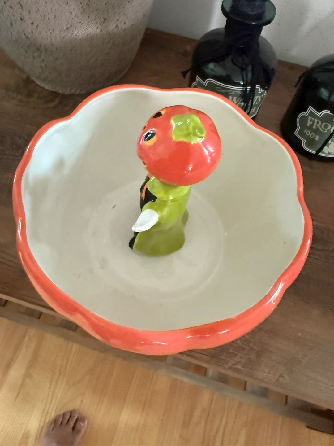 Ceramic Halloween Pumpkin Bowl with Bobblehead - photo 2