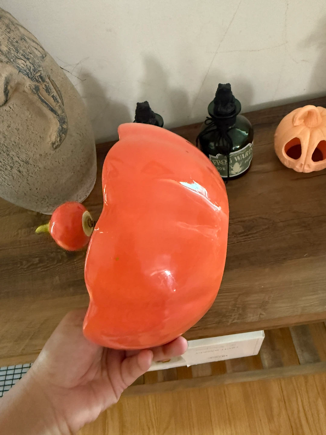 Ceramic Halloween Pumpkin Bowl with Bobblehead - photo 3