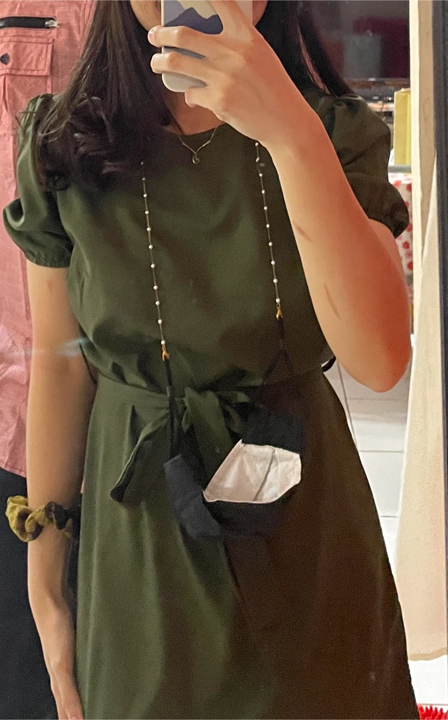 SHEIN Olive Green Puff Sleeve Dress - photo 3