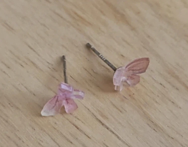 Pink Butterfly Stud Silver Earrings🏈