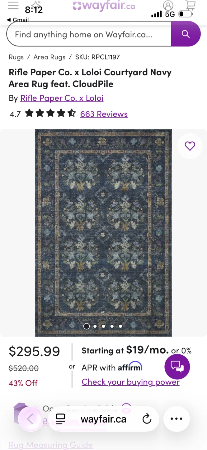 Rifle Paper Co. x Loloi Courtyard Navy Area Rug