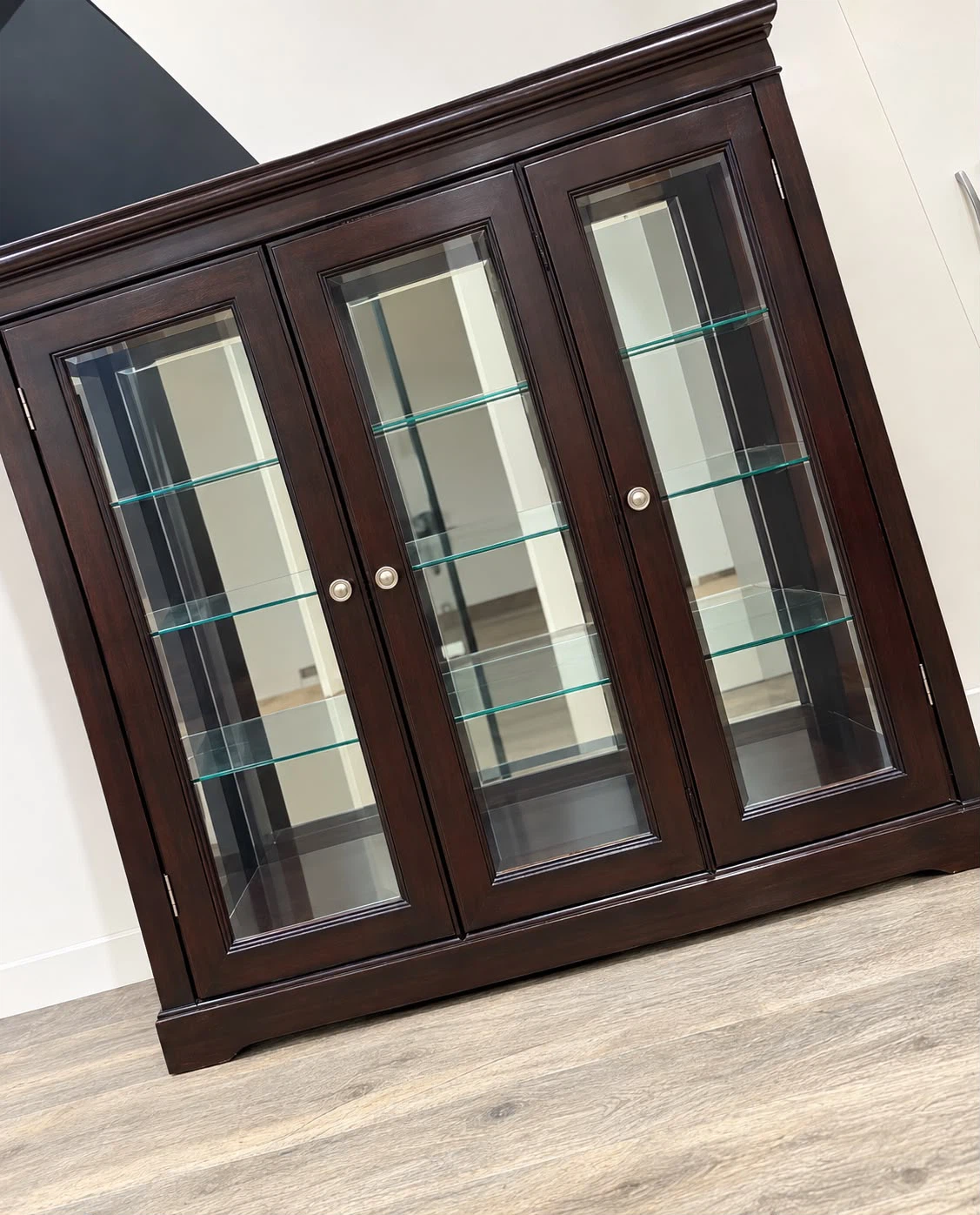 Dark Wood Glass Display Cabinet