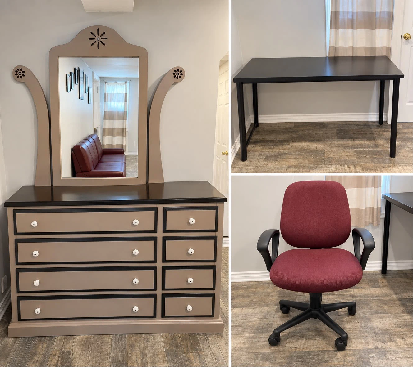 Furniture Set Including Dresser, Desk, Chair and Dining Set