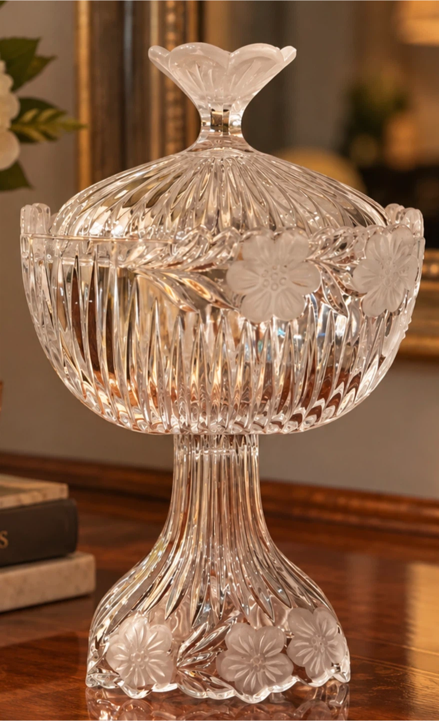 Crystal Pedestal Candy Dish with Lid - photo 2