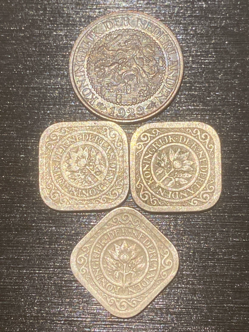 Vintage 1929 Netherlands 2.5 Cent and 5 Cent Coins