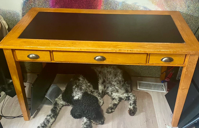 Wooden Writing Desk with Leather Top - photo 5