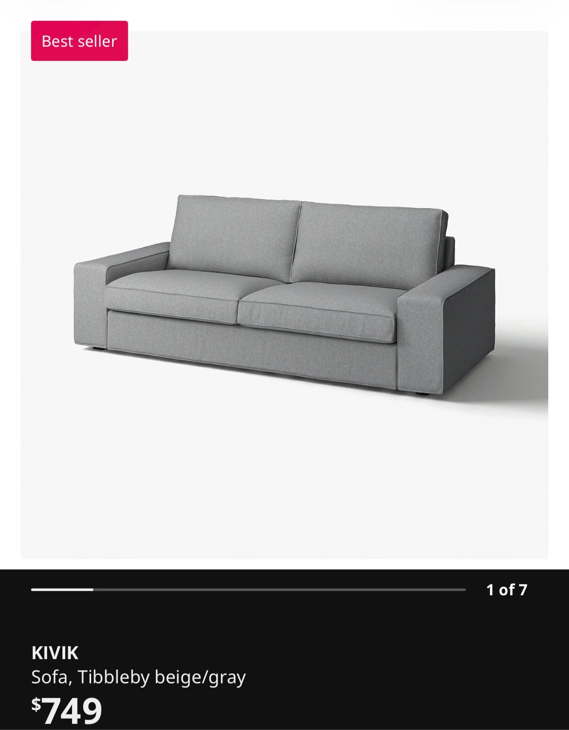 IKEA KIVIK Sofa in Tibbleby Beige/Grey - photo 2