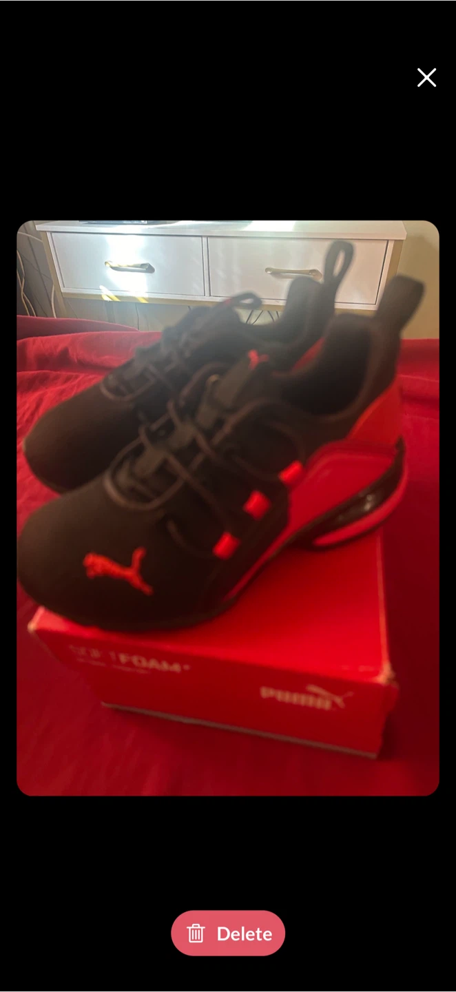 Puma Axelion Break AC PS Kids Shoes Black Red 🏈