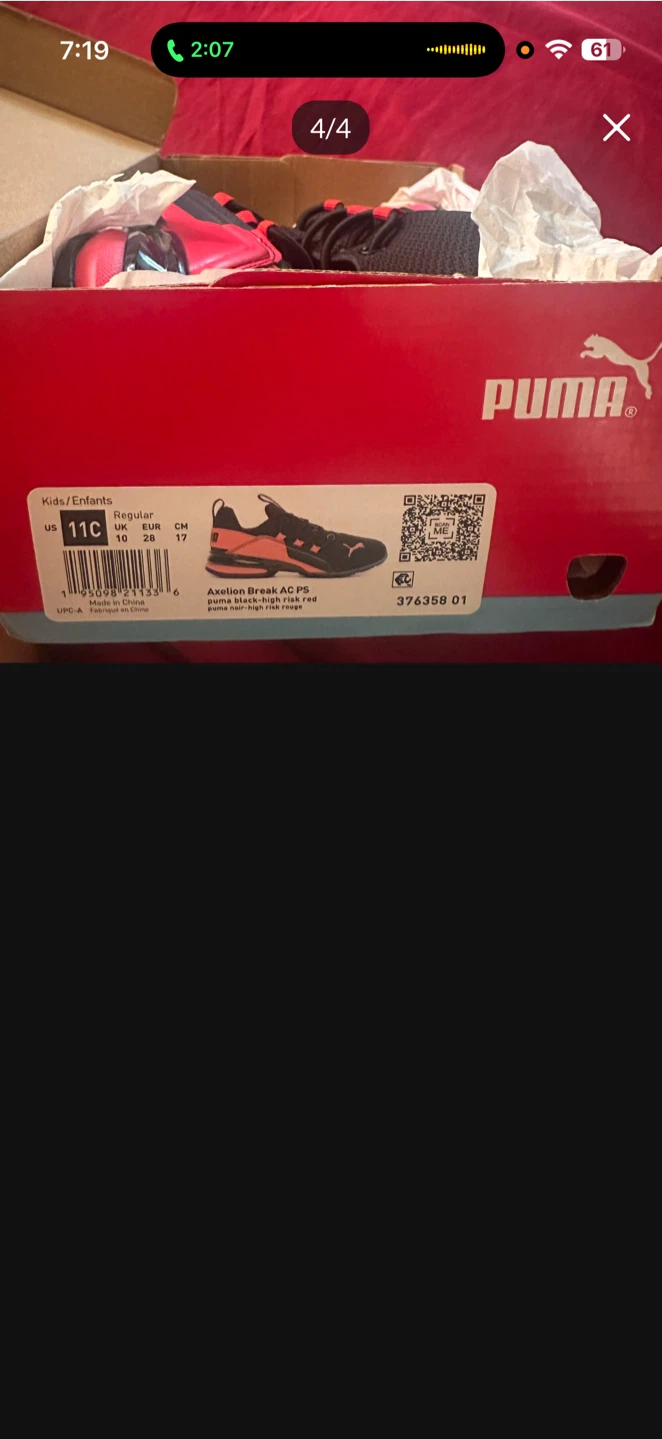 Puma Axelion Break AC PS Kids Shoes Black Red 🏈 - photo 2
