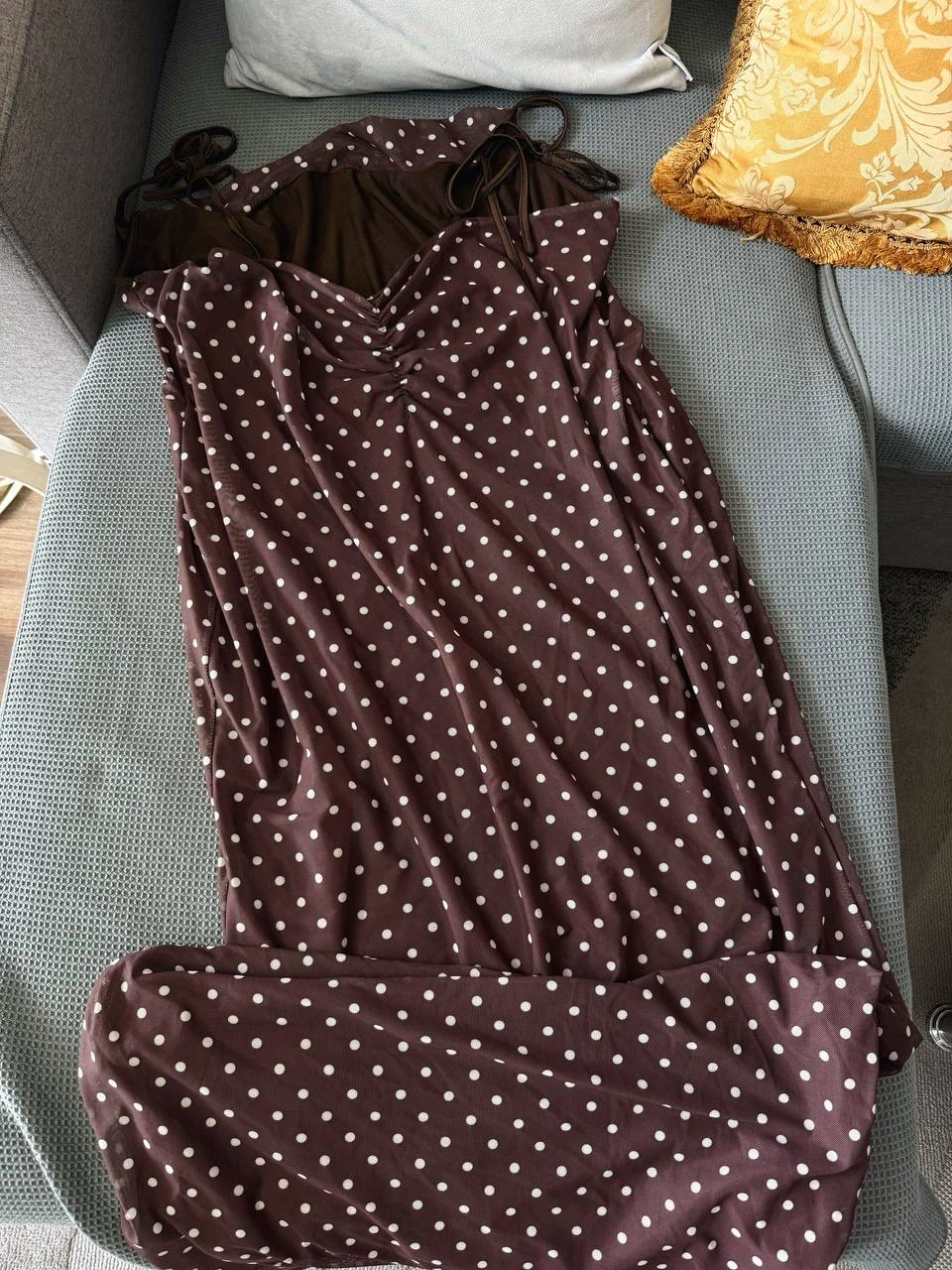 Brown Polka Dot Maxi Dress — Size 2XL - photo 4