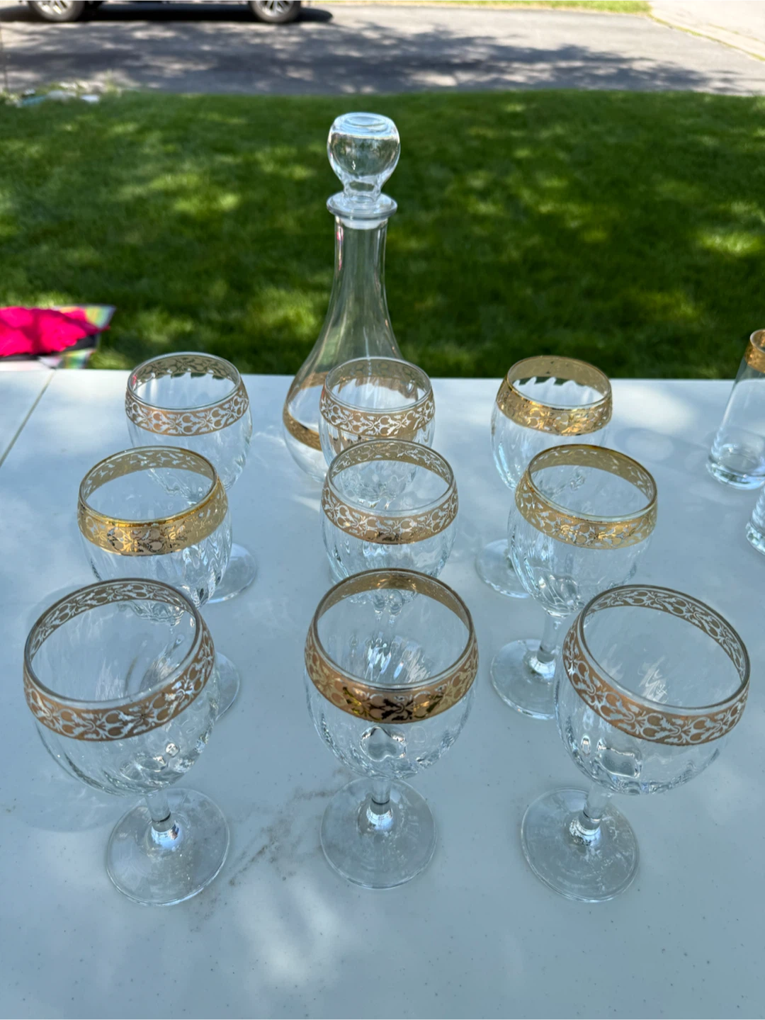 Vintage Crystal Decanter and Glasses Set
