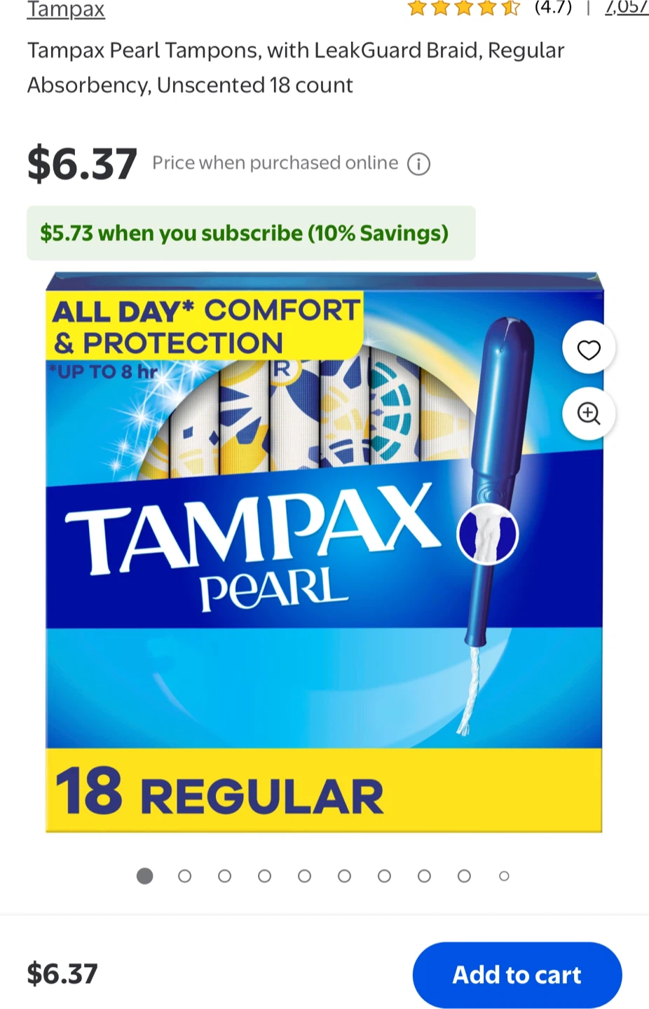 Tampax Pearl Regular Tampons 18 Count