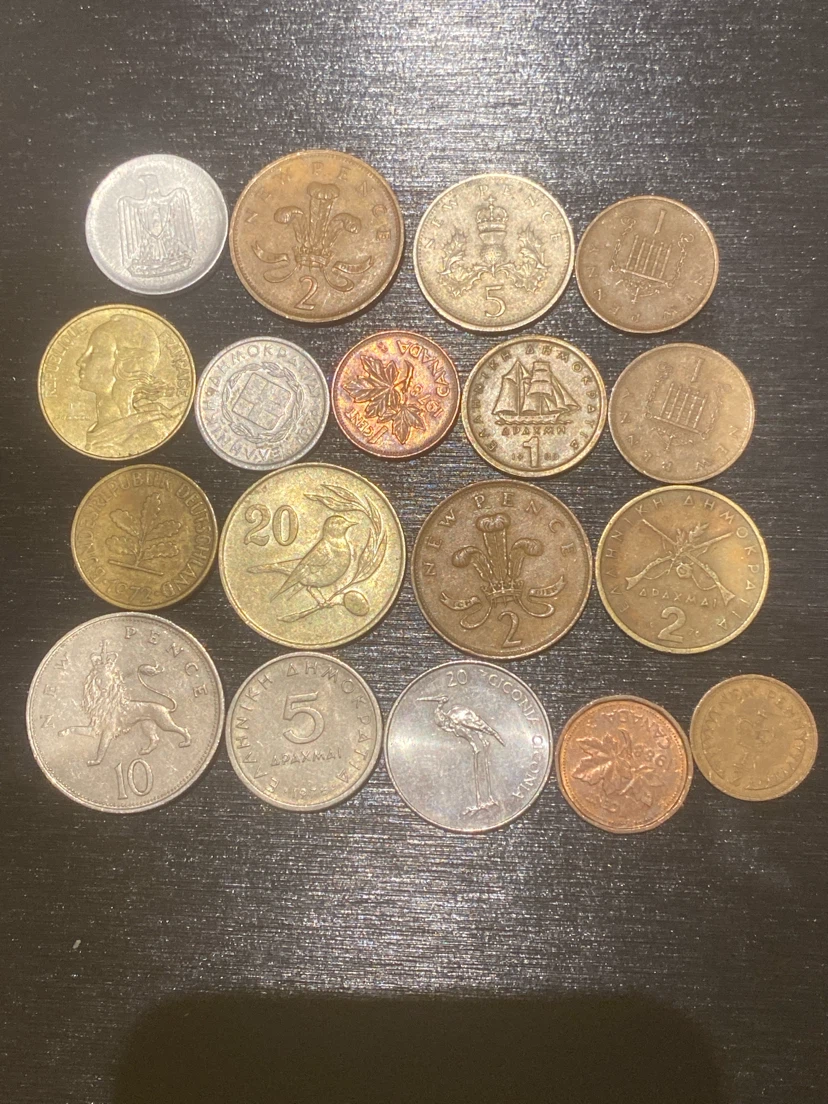 Collection of various international coins