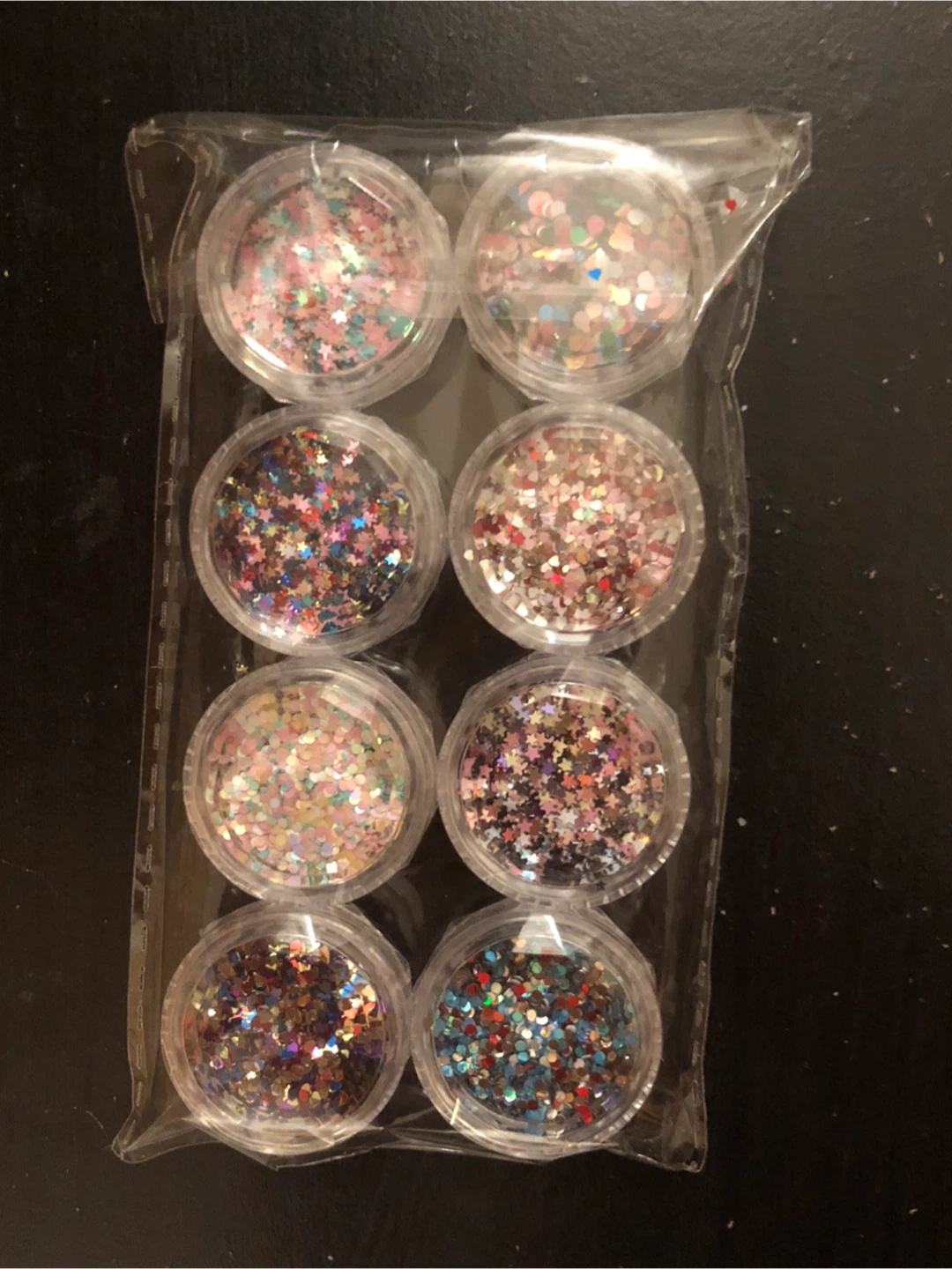 🏈Set of 8 nail art Glitters star/hart/round shape
