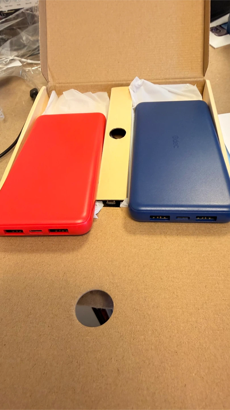 2-Pack 10000mAh Power Bank – Red & Blue Portable Charger